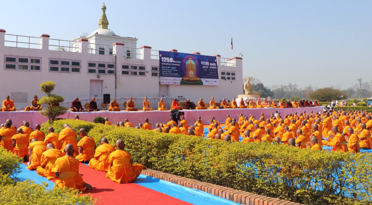 लुम्बिनीमा एकैपटक एक हजार दुई सय ५० अल्पकालीन भिक्षु