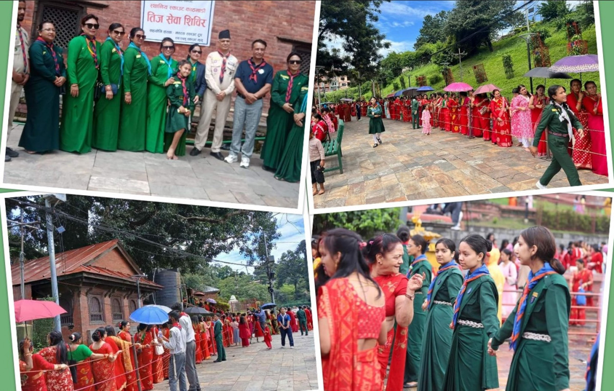 नेपाल स्काउटको ‘तीज सेवा शिविर’ पशुपतिमा, दर्शनार्थीहरुलाई  सहज